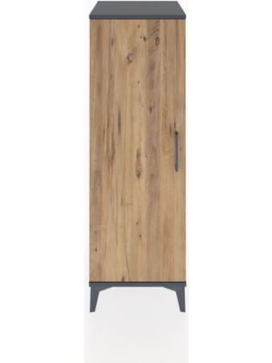 Hyperion Dolap Tek Kapaklı Tek Askılı 44X44X134 Antrasit-Çam