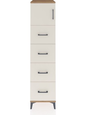 Kronos Dolap Tek Raflı 4 Çekmeceli Tek Kapaklı 44X59X182 Çam-Aytaşı