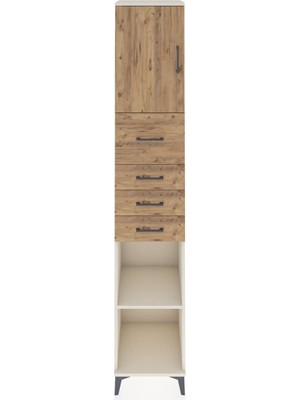 Hyperion Dolap 3 Raflı 4 Çekmeceli Tek Kapaklı 44X44X243 Aytaşı-Çam