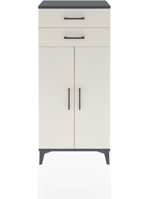 Arges Dolap 2 Raflı 2 Çekmeceli 2 Kapaklı 60X30X134 Antrasit-Aytaşı