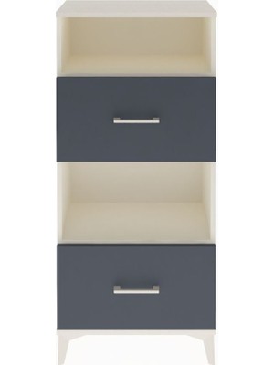 Arges Dolap 2 Raflı 2 Çekmeceli 60X30X134 Aytaşı-Antrasit