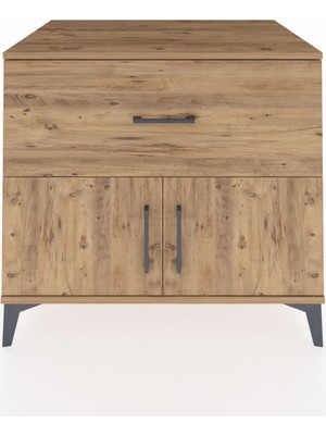 Kronos Şifonyer Tek Raflı Tek Çekmeceli 2 Kapaklı 88X59X80 Çam-Çam