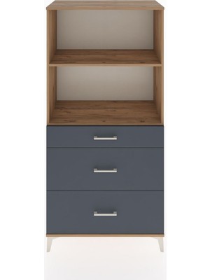 Hyperion Dolap 2 Raflı 3 Çekmeceli 88X44X182 Çam-Antrasit