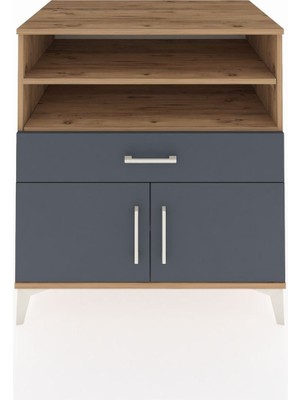 Kronos Şifonyer 3 Raflı Tek Çekmeceli 2 Kapaklı 88X59X96 Çam-Antrasit