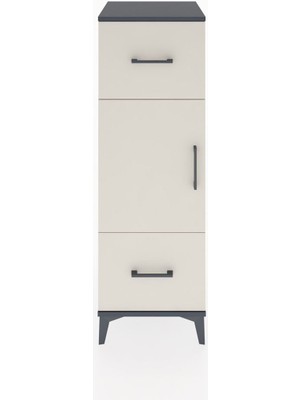 Hyperion Dolap 2 Raflı 2 Çekmeceli Tek Kapaklı 44X44X134 Antrasit-Aytaşı