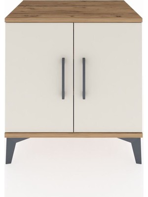 Hyperion Komodin 2 Raflı 2 Kapaklı 60X44X64 Çam-Aytaşı