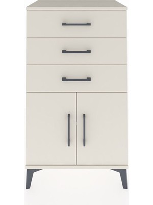 Hyperion Komodin Tek Raflı 3 Çekmeceli 2 Kapaklı 60X44X106 Aytaşı-Aytaşı