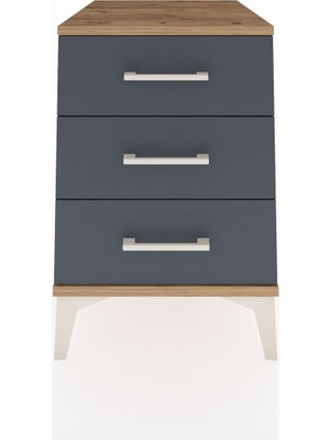 Kronos Komodin 3 Çekmeceli 44X59X64 Çam-Antrasit