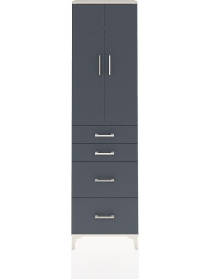 Arges Dolap 2 Raflı 4 Çekmeceli Tek Askılı 60X30X221 Aytaşı-Antrasit