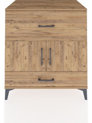 Kronos Şifonyer Tek Raflı 2 Çekmeceli 2 Kapaklı 88X59X96 Çam-Çam