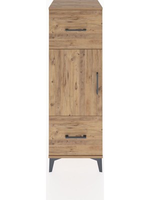 Hyperion Dolap 2 Raflı 2 Çekmeceli Tek Kapaklı 44X44X134 Çam-Çam