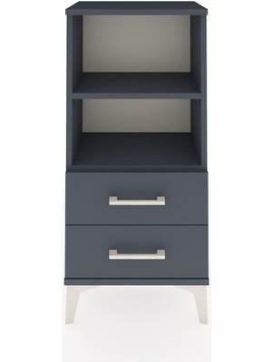 Arges Komodin 2 Raflı 2 Çekmeceli 44X30X96 Antrasit-Antrasit