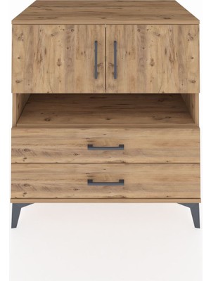 Kronos Şifonyer 3 Raflı 2 Çekmeceli 2 Kapaklı 88X59X96 Çam-Çam