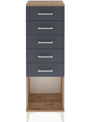 Arges Dolap 5 Çekmeceli 44X30X134 Çam-Antrasit
