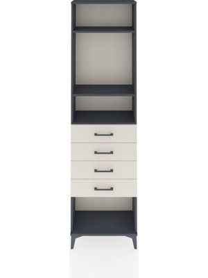 Arges Dolap 3 Raflı 4 Çekmeceli 60X30X221 Antrasit-Aytaşı