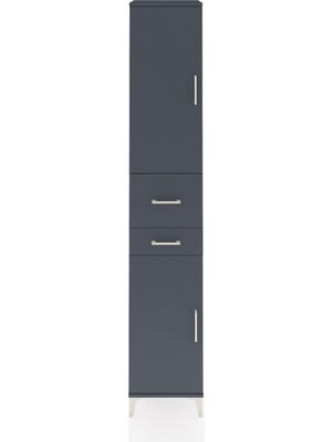 Hyperion Dolap 4 Raflı 2 Çekmeceli 2 Kapaklı 44X44X243 Antrasit-Antrasit