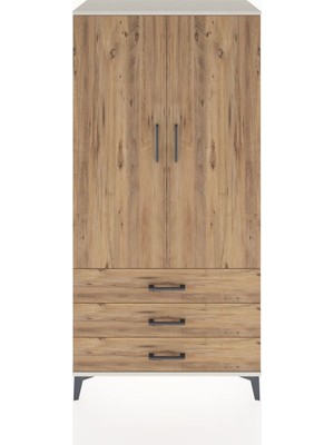 Hyperion Dolap Tek Raflı 3 Çekmeceli Tek Askılı 88X44X182 Aytaşı-Çam