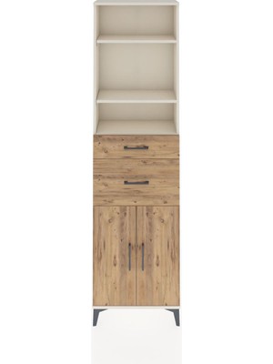 Arges Dolap 4 Raflı 2 Çekmeceli 2 Kapaklı 60X30X221 Aytaşı-Çam