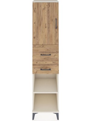 Hyperion Dolap 4 Raflı 2 Çekmeceli Tek Kapaklı 44X44X195 Aytaşı-Çam