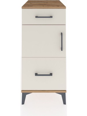 Kronos Komodin Tek Raflı 2 Çekmeceli Tek Kapaklı 44X59X96 Çam-Aytaşı