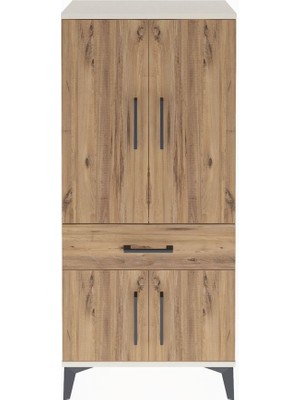 Arges Dolap 2 Raflı Tek Çekmeceli 4 Kapaklı 60X30X134 Aytaşı-Çam