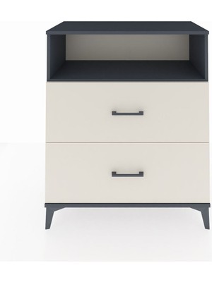 Hyperion Şifonyer Tek Raflı 2 Çekmeceli 88X44X106 Antrasit-Aytaşı