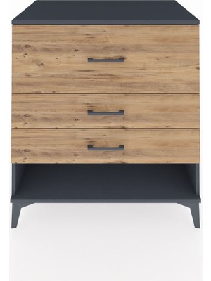 Kronos Şifonyer 3 Çekmeceli 88X59X96 Antrasit-Çam