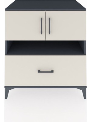 Kronos Şifonyer 3 Raflı Tek Çekmeceli 2 Kapaklı 88X59X96 Antrasit-Aytaşı