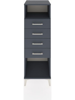 Hyperion Dolap Tek Raflı 4 Çekmeceli 44X44X134 Antrasit-Antrasit