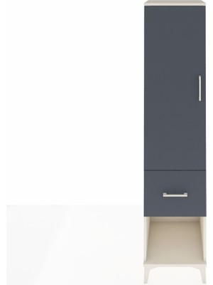 Hyperion Dolap 4 Raflı Tek Çekmeceli Tek Kapaklı 44X44X195 Aytaşı-Antrasit