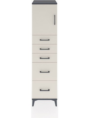 Hyperion Dolap Tek Raflı 5 Çekmeceli Tek Kapaklı 44X44X182 Antrasit-Aytaşı