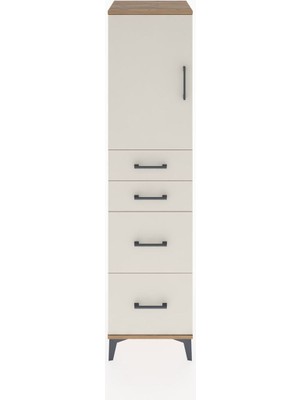 Hyperion Dolap Tek Raflı 4 Çekmeceli Tek Kapaklı 44X44X182 Çam-Aytaşı