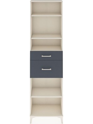 Arges Dolap 4 Raflı 2 Çekmeceli 60X30X221 Aytaşı-Antrasit