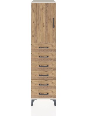 Kronos Dolap Tek Raflı 6 Çekmeceli Tek Kapaklı 44X59X182 Aytaşı-Çam