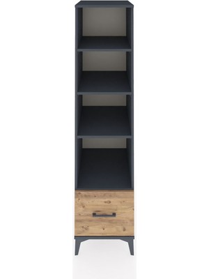 Kronos Dolap 4 Raflı Tek Çekmeceli 44X59X182 Antrasit-Çam