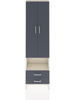 Arges Dolap 5 Raflı 2 Çekmeceli 2 Kapaklı 60X30X221 Aytaşı-Antrasit