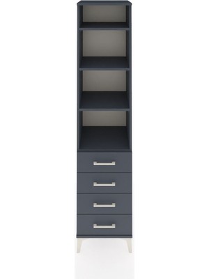 Hyperion Dolap 4 Raflı 4 Çekmeceli 44X44X195 Antrasit-Antrasit