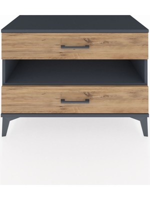 Hyperion Şifonyer Tek Raflı 2 Çekmeceli 88X44X64 Antrasit-Çam