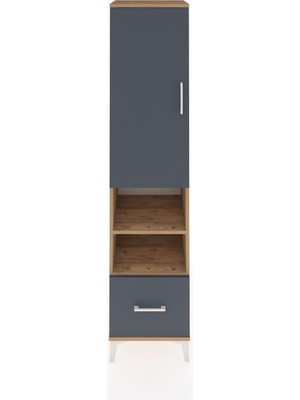 Hyperion Dolap 5 Raflı Tek Çekmeceli Tek Kapaklı 44X44X195 Çam-Antrasit