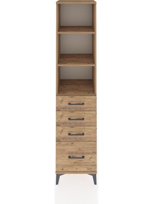 Hyperion Dolap 3 Raflı 4 Çekmeceli 44X44X195 Çam-Çam