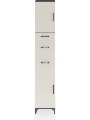 Hyperion Dolap 3 Raflı 3 Çekmeceli 2 Kapaklı 44X44X243 Antrasit-Aytaşı