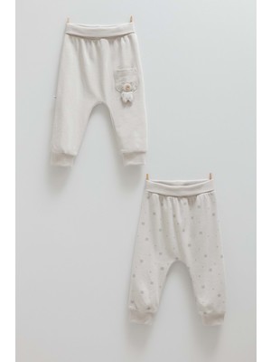 Cute Bear Cep Detaylı Patiksiz Ikili Pantolon - Caramell  - APE1466 - Gri - 12 - 18 Ay - APE1466-GRI-12 - 18 Ay Gri