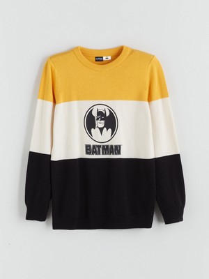 Lc Waikiki Yeni Sezon Bisiklet Yaka Batman Baskılı Erkek Çocuk Triko Kazak