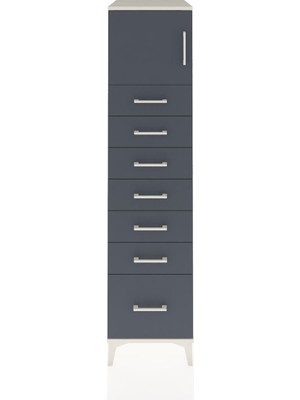 Kronos Dolap Tek Raflı 7 Çekmeceli Tek Kapaklı 44X59X182 Aytaşı-Antrasit