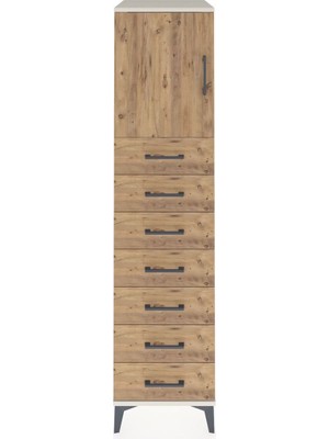 Kronos Dolap Tek Raflı 7 Çekmeceli Tek Kapaklı 44X59X182 Aytaşı-Çam