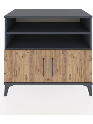 Hyperion Şifonyer 2 Raflı 2 Kapaklı 88X44X80 Antrasit-Çam