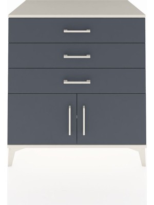 Kronos Şifonyer Tek Raflı 3 Çekmeceli 2 Kapaklı 88X59X96 Aytaşı-Antrasit