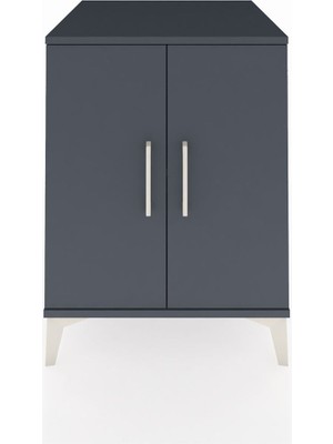 Kronos Komodin Tek Raflı 2 Kapaklı 60X59X80 Antrasit-Antrasit