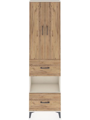 Arges Dolap 3 Raflı 2 Çekmeceli Tek Askılı 60X30X221 Aytaşı-Çam