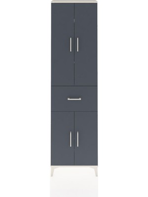 Arges Dolap 4 Raflı Tek Çekmeceli 4 Kapaklı 60X30X221 Aytaşı-Antrasit